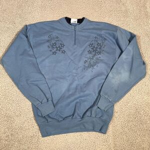 Vintage PFI Fashions Western Sweatshirt Women's Rhinestone Blue 90s Medium